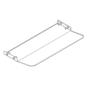 Wall-mounted wire shelf with flat base and rounded edges, suitable for accessible storage and easy reach.