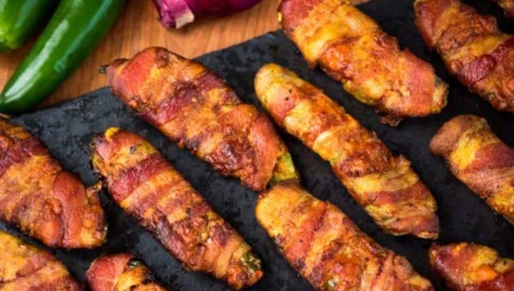 Chili-Stuffed Bacon-Wrapped Jalapeño Poppers
