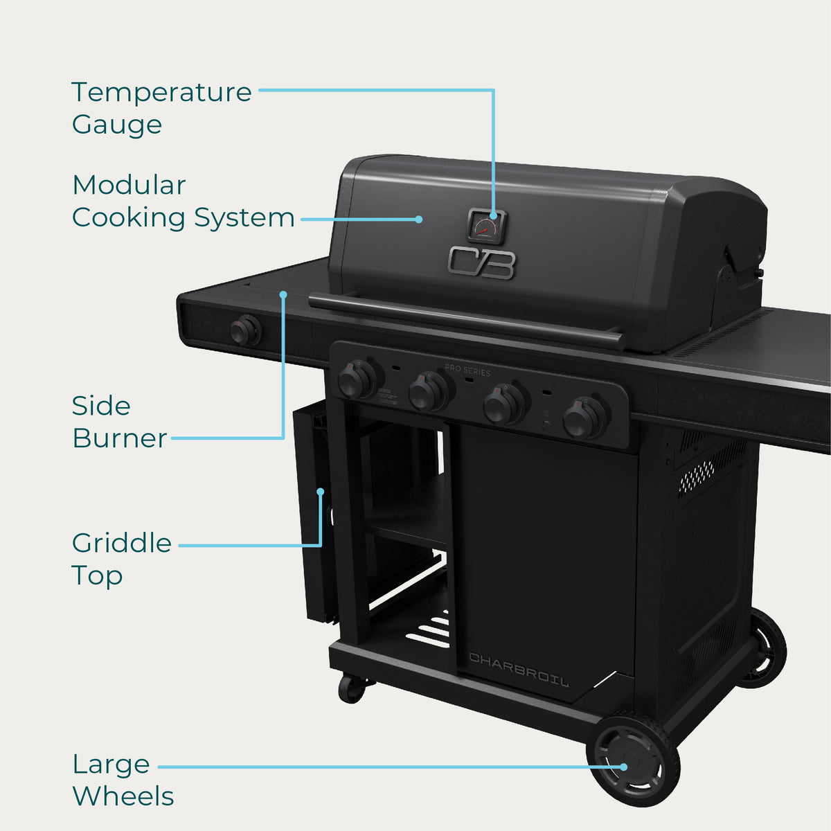 Pro Series™ 4-Burner Gas Grill and Griddle with Side Burner